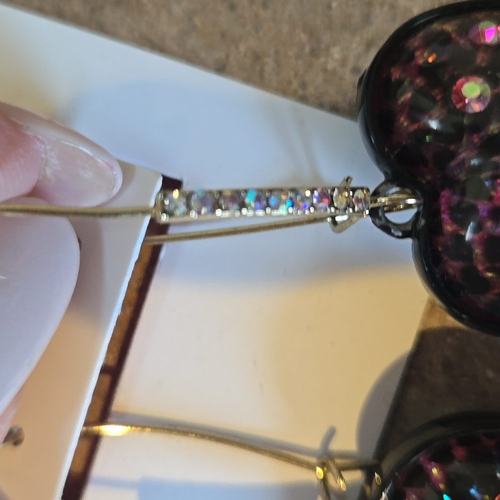 Betsey Johnson Glitter Heart Dangle Earrings - Picture 3 of 8
